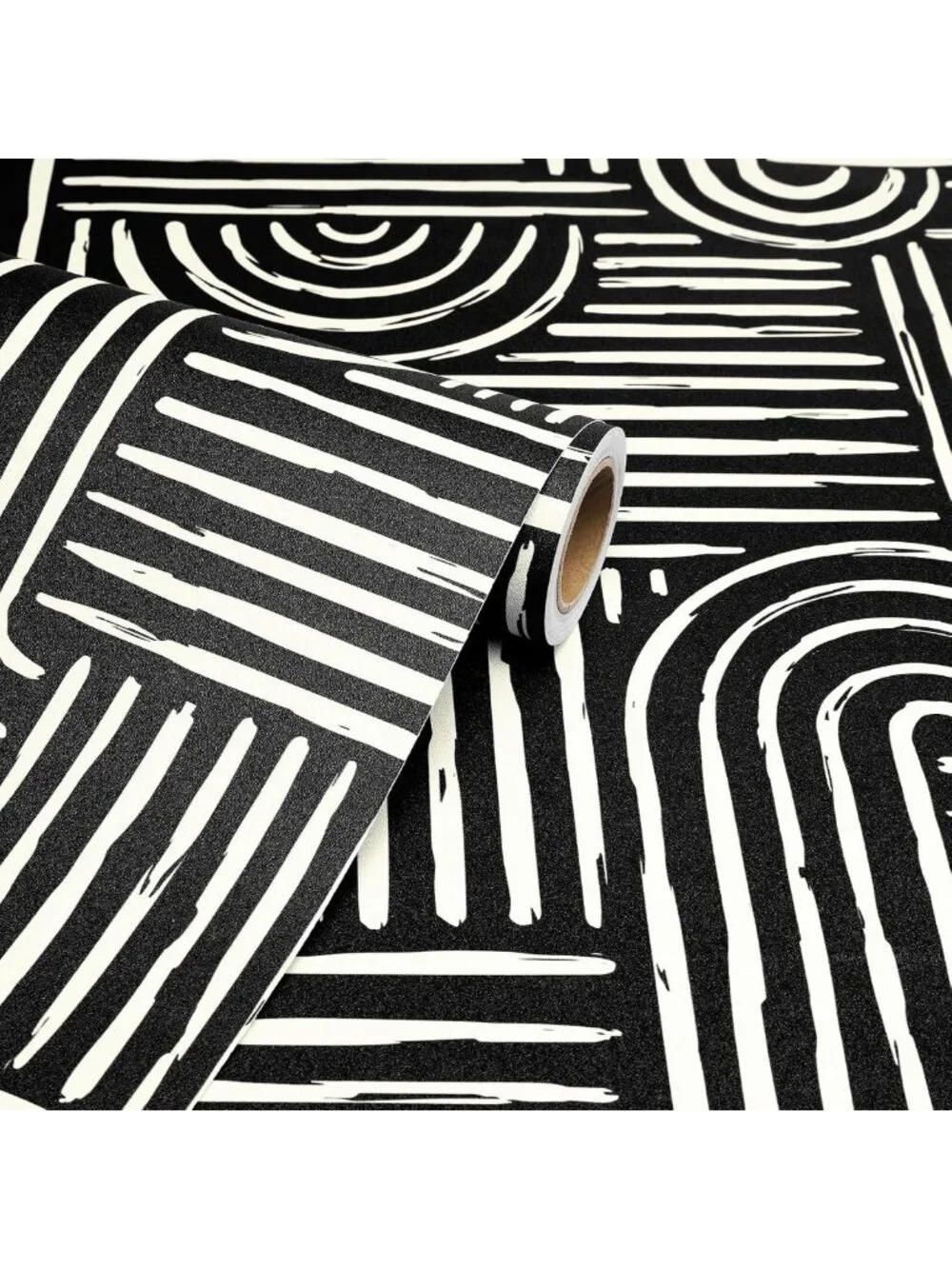 Modern Black and White Geometric Peel and Stick Wallpaper - Abstract Minimalist